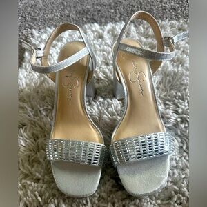 New- Jessica Simpson Silver Embellished Heels